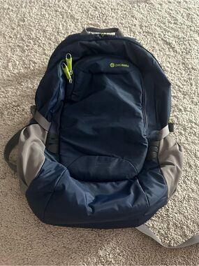 Pacsafe Navy and Gray Men's Anti-Theft Backpack with Neon Accents